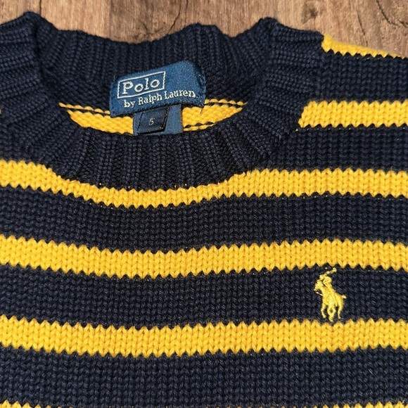 Polo Ralph Lauren Kid’s Rugby Striped Sweater size 5 Blue & Yellow EUC - Picture 2 of 3